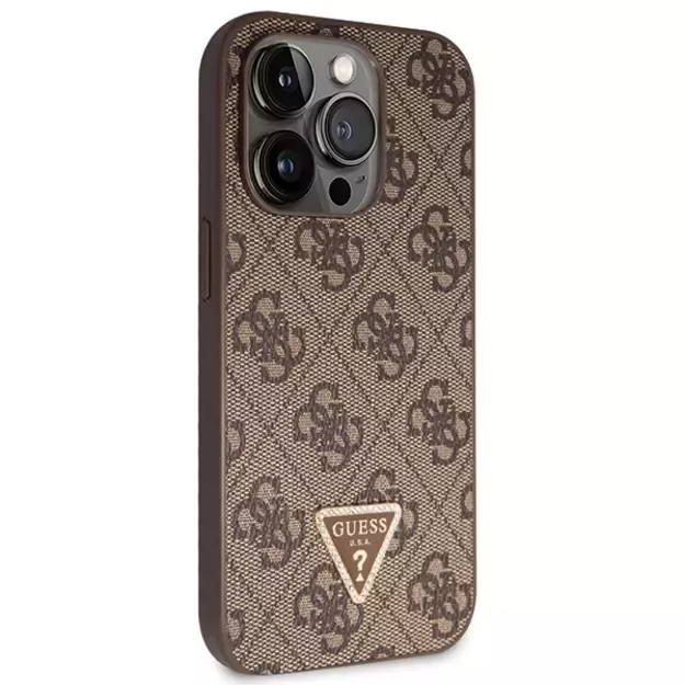 Guess GUHCP14LP4TDSCPW case for iPhone 14 Pro - brown Crossbody 4G Metal Logo 11