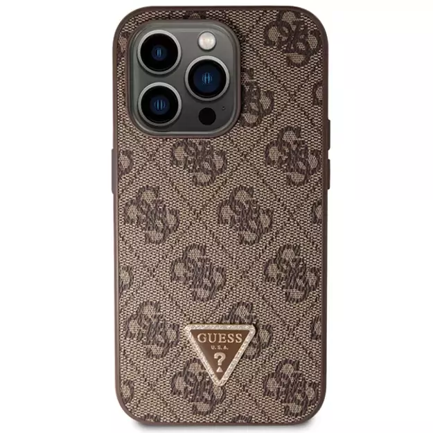 Guess GUHCP14LP4TDSCPW case for iPhone 14 Pro - brown Crossbody 4G Metal Logo 10