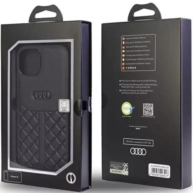 Audi Genuine Leather iPhone 14 6.1&quot  black/black hardcase AU-TPUPPCIP14-Q8/D1-BK 6