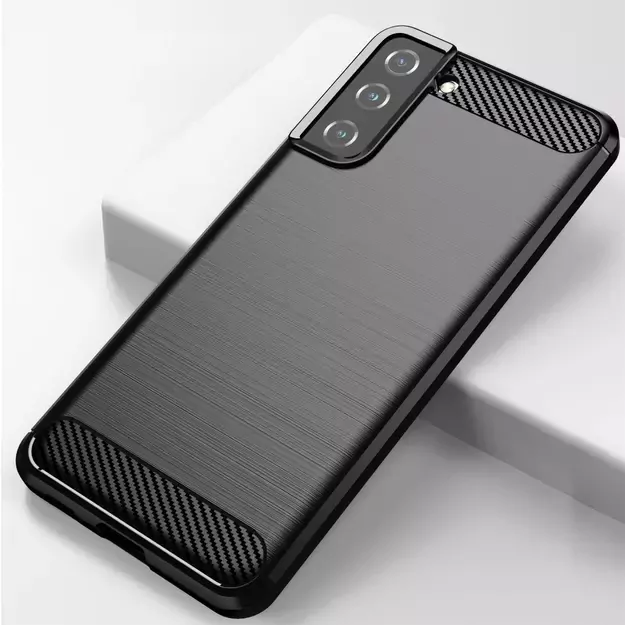 Carbon Case Flexible Cover TPU Case for Samsung Galaxy S21+ 5G (S21 Plus 5G) black 3
