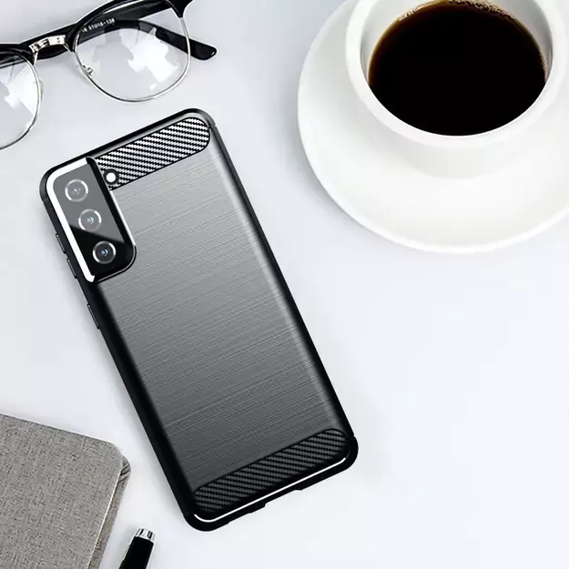 Carbon Case Flexible Cover TPU Case for Samsung Galaxy S21+ 5G (S21 Plus 5G) black 4