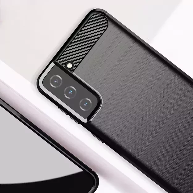 Carbon Case Flexible Cover TPU Case for Samsung Galaxy S21+ 5G (S21 Plus 5G) black 7