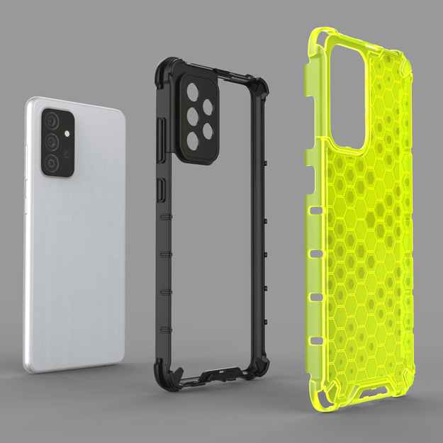 Honeycomb Case armor cover with TPU Bumper for Samsung Galaxy A72 4G transparent 6