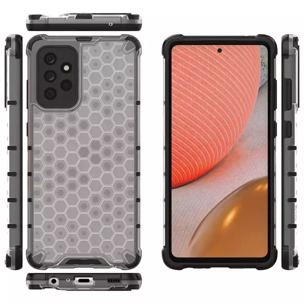 Honeycomb Case armor cover with TPU Bumper for Samsung Galaxy A72 4G transparent 24