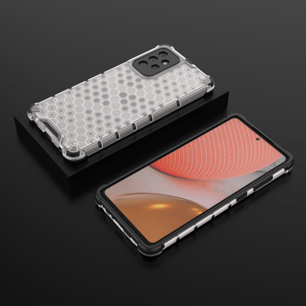 Honeycomb Case armor cover with TPU Bumper for Samsung Galaxy A72 4G transparent 12