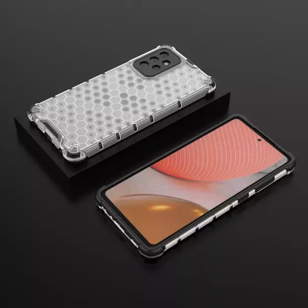 Honeycomb Case armor cover with TPU Bumper for Samsung Galaxy A72 4G transparent 25