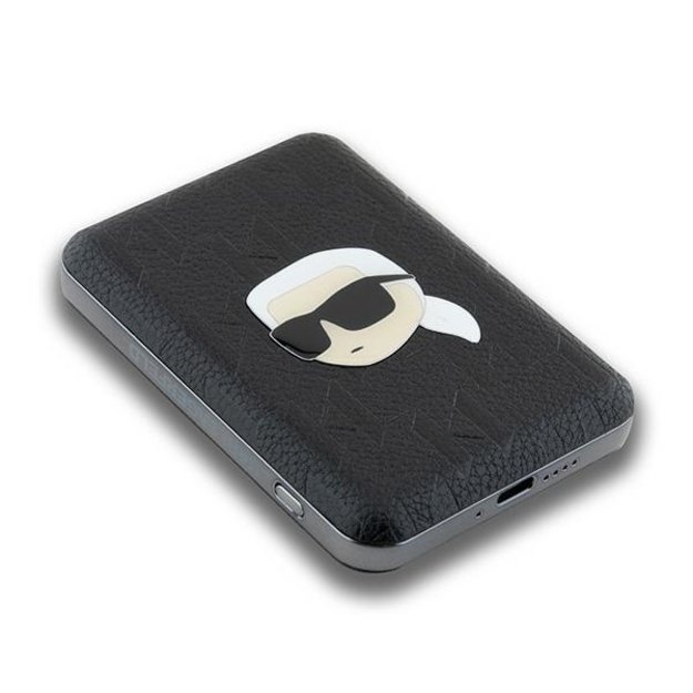 Karl Lagerfeld Powerbank inductive KLPB5FPGKSKIHK 16W 5000mAh black/black Karl Head Pin MagSafe 3