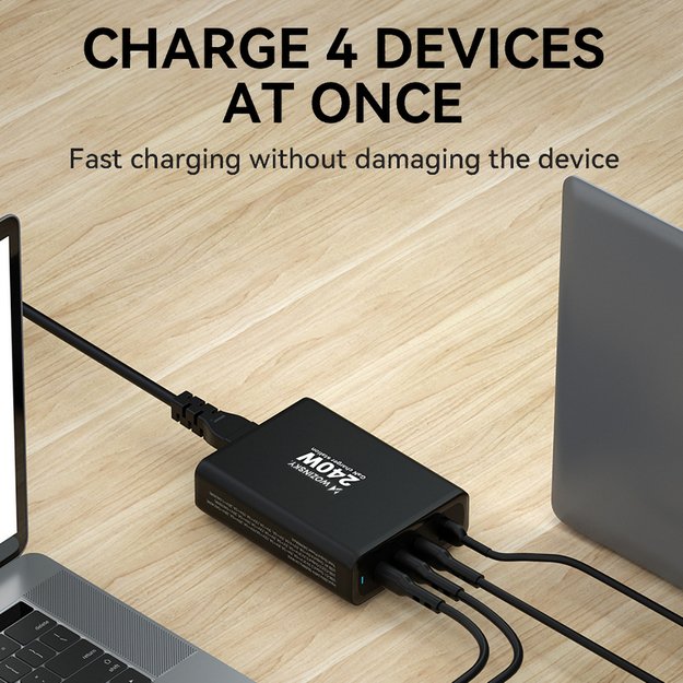 Wozinsky WGCSB 240W GaN wall charger USB-A / 3 x USB-C - black 10