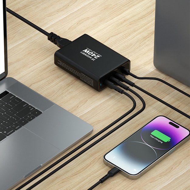 Wozinsky WGCSB 240W GaN wall charger USB-A / 3 x USB-C - black 14