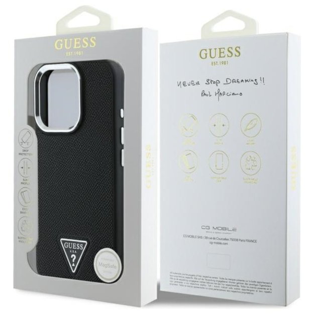 Guess GUHMP16XPGTSPSK iPhone 16 Pro Max 6.3&quot  black/black hardcase Grained Triangle MagSafe 7