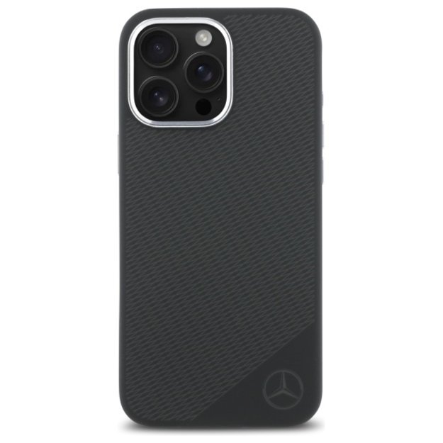 Mercedes MEHMP16L23SUGDK iPhone 16 Pro 6.3&quot  black/black hardcase Silicone Tonal Logo Wood Pattern MagSafe 3