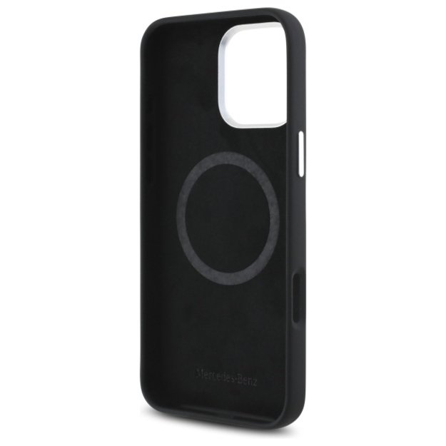 Mercedes MEHMP16L23SUGDK iPhone 16 Pro 6.3&quot  black/black hardcase Silicone Tonal Logo Wood Pattern MagSafe 7