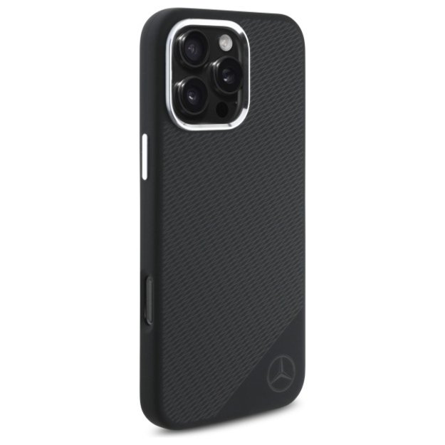 Mercedes MEHMP16L23SUGDK iPhone 16 Pro 6.3&quot  black/black hardcase Silicone Tonal Logo Wood Pattern MagSafe 4
