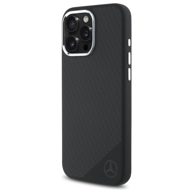 Mercedes MEHMP16L23SUGDK iPhone 16 Pro 6.3&quot  black/black hardcase Silicone Tonal Logo Wood Pattern MagSafe 2