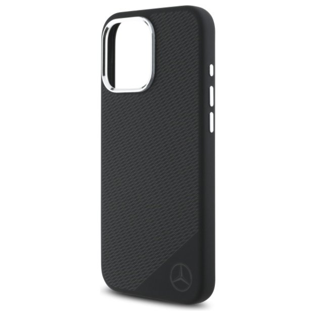 Mercedes MEHMP16L23SUGDK iPhone 16 Pro 6.3&quot  black/black hardcase Silicone Tonal Logo Wood Pattern MagSafe 6