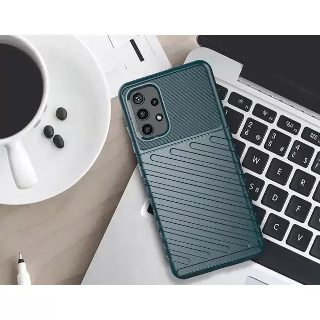 Thunder Case Flexible Tough Rugged Cover TPU Case for Samsung Galaxy A72 4G green 23