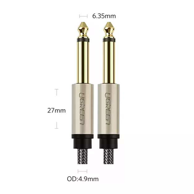 Ugreen AV128 10638 mono TS cable 6.35mm jack / 6.35mm jack 2m - gray 4