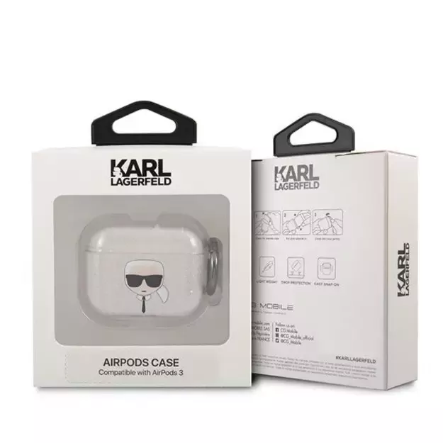 Karl Lagerfeld KLA3UKHGS AirPods 3 cover srebrny/silver Glitter Karl`s Head 4