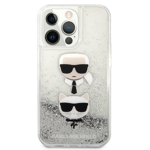 Karl Lagerfeld KLHCP13LKICGLS iPhone 13 Pro / 13 6,1  srebrny/silver hardcase Liquid Glitter Karl&Choupette Head 11