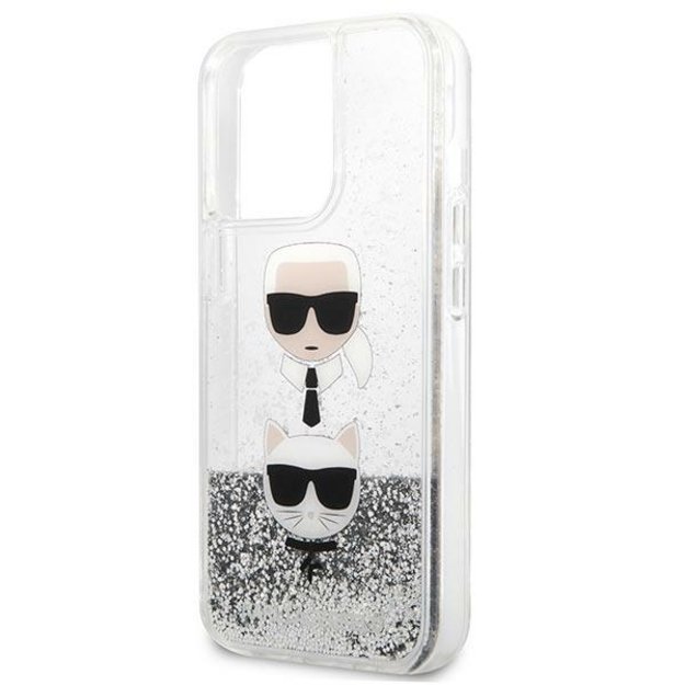 Karl Lagerfeld KLHCP13LKICGLS iPhone 13 Pro / 13 6,1  srebrny/silver hardcase Liquid Glitter Karl&Choupette Head 14