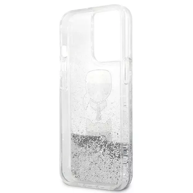 Karl Lagerfeld KLHCP13LKICGLS iPhone 13 Pro / 13 6,1  srebrny/silver hardcase Liquid Glitter Karl&Choupette Head 8