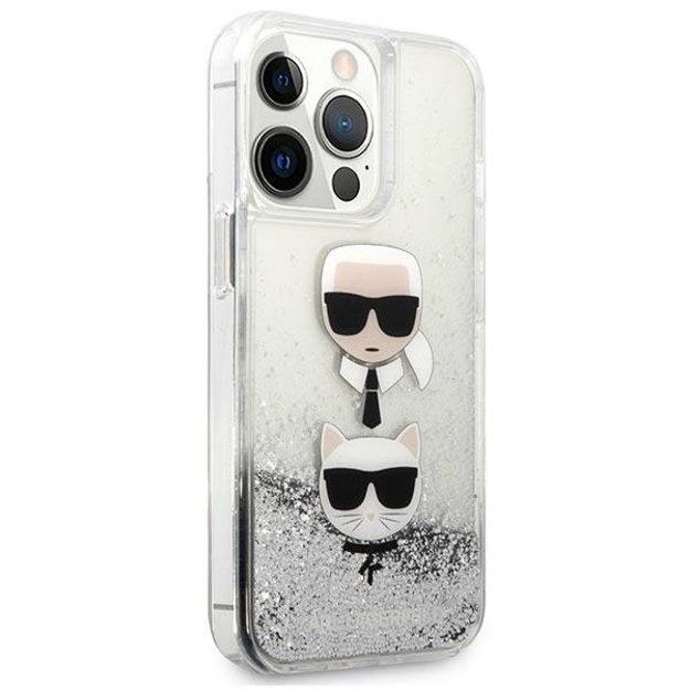 Karl Lagerfeld KLHCP13LKICGLS iPhone 13 Pro / 13 6,1  srebrny/silver hardcase Liquid Glitter Karl&Choupette Head 12