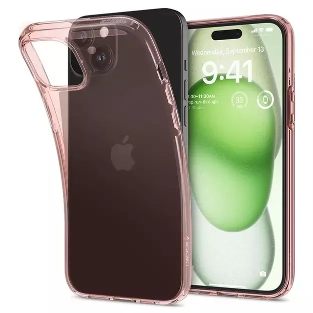 Spigen Crystal Flex iPhone 15 Plus Case - Pink/Transparent 3