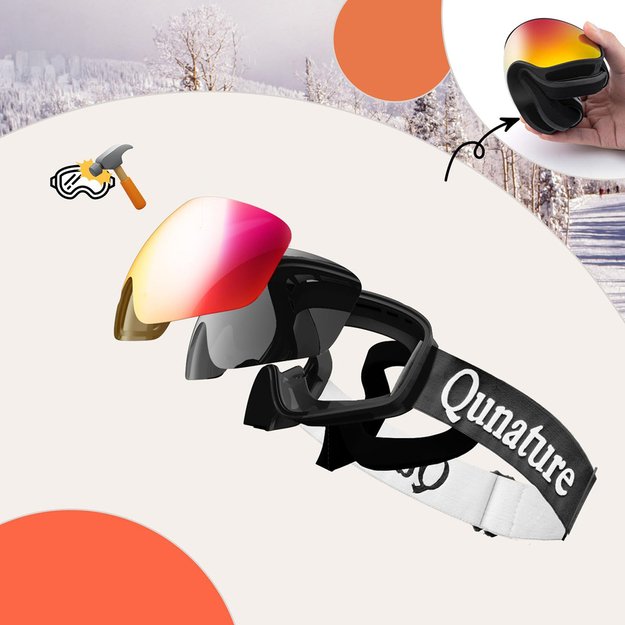 Qunature Black Ski Goggles Kids (Size M/L) - Black 2