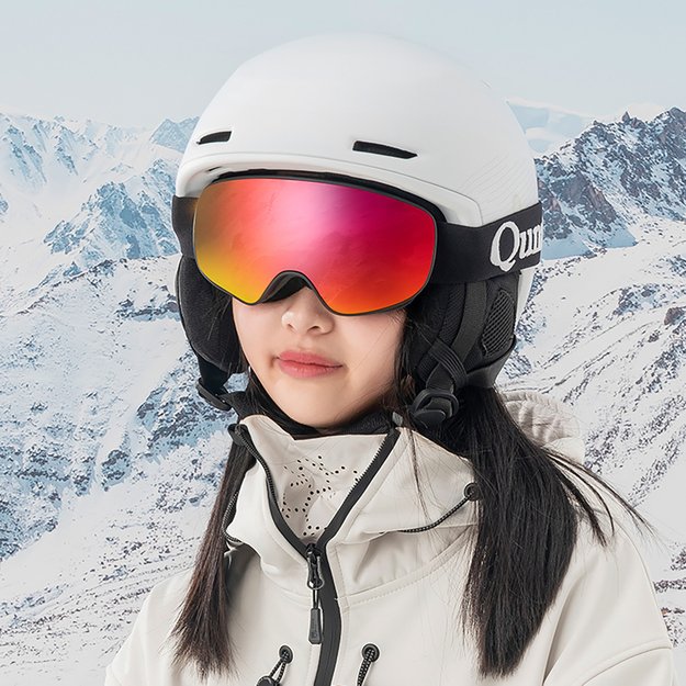 Qunature Black Ski Goggles Kids (Size M/L) - Black 7