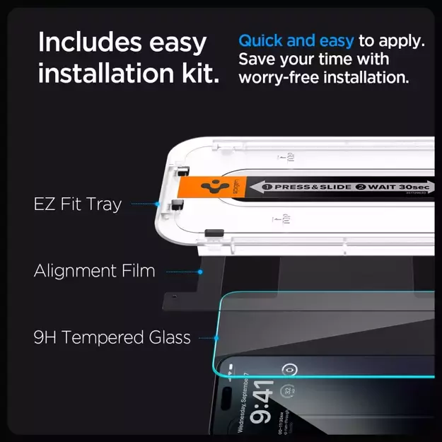 Spigen Glas.tR EZ Fit tempered glass for iPhone 15 Pro Max - 2 pcs. 9