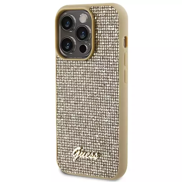 Guess Disco Metal Script case for iPhone 15 Pro - gold 1