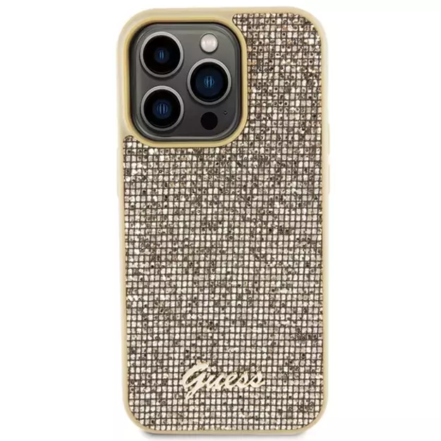 Guess Disco Metal Script case for iPhone 15 Pro - gold 2