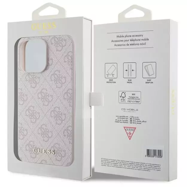 Guess 4G Metal Gold Logo case for iPhone 15 Pro Max - pink 14