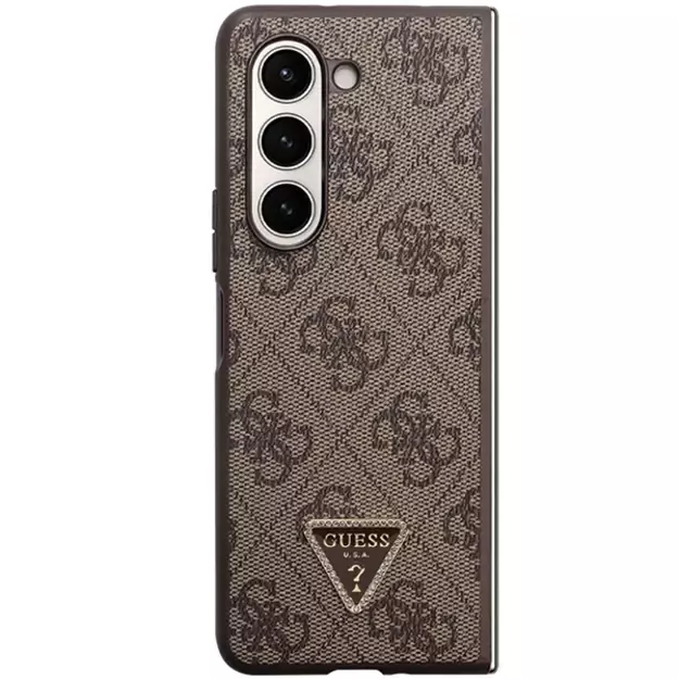 Guess Leather 4G Triangle Strass case for Samsung Galaxy Z Fold 5 - brown 1