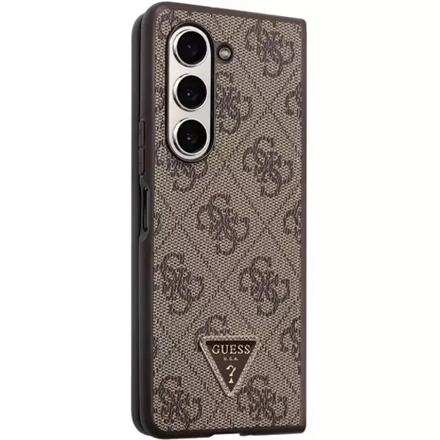 Guess Leather 4G Triangle Strass case for Samsung Galaxy Z Fold 5 - brown 4