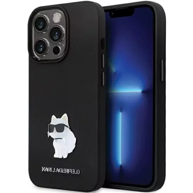 Karl Lagerfeld KLHCP14XSMHCNPK case for iPhone 14 Pro Max 6.7  - black Silicone C Metal Pin