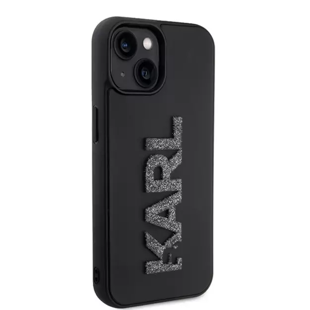 Karl Lagerfeld 3D Rubber Glitter Logo case for iPhone 15 - black 3