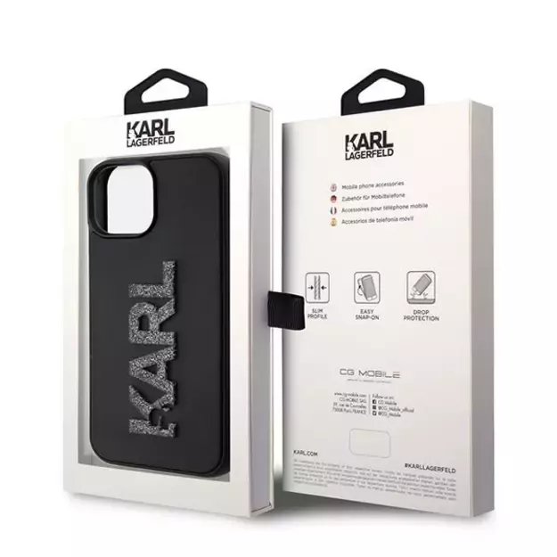 Karl Lagerfeld 3D Rubber Glitter Logo case for iPhone 15 - black 7
