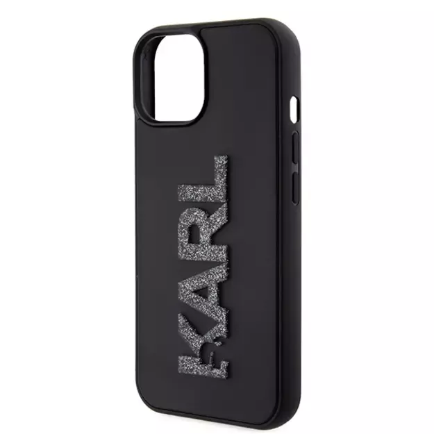 Karl Lagerfeld 3D Rubber Glitter Logo case for iPhone 15 - black 5