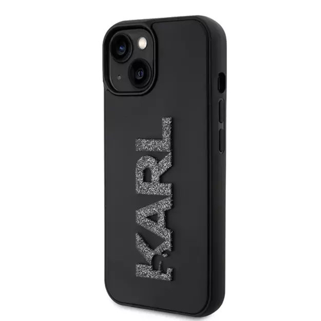 Karl Lagerfeld 3D Rubber Glitter Logo case for iPhone 15 - black 1