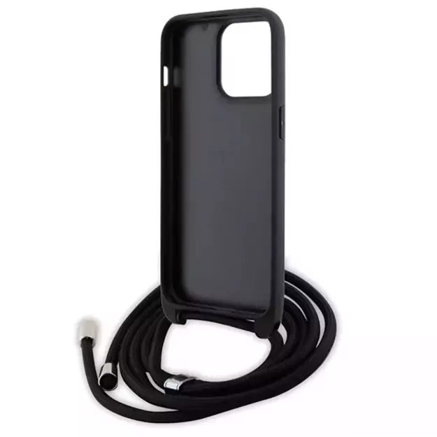 Karl Lagerfeld Crossbody Saffiano Metal Pin Karl &amp  Choupette Case for iPhone 15 Pro Max - Black 5