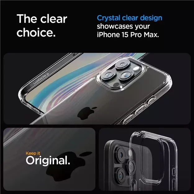 Spigen Crystal Hybrid Case for iPhone 15 Pro Max - Clear 3