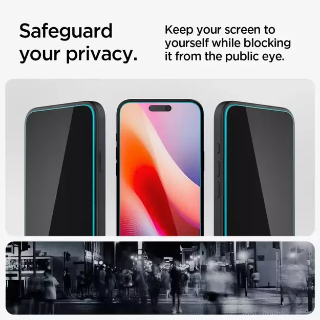 Spigen Glas.tR EzFit Privacy Tempered Glass for iPhone 15/16 with Adapter (2 pcs.) 17