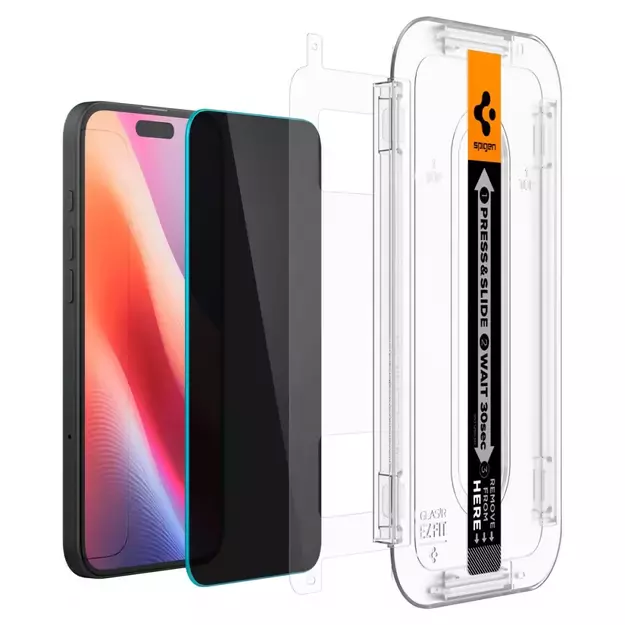 Spigen Glas.tR EzFit Privacy Tempered Glass for iPhone 15/16 with Adapter (2 pcs.) 5