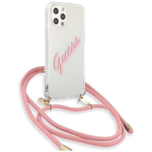 Guess Script Vintage iPhone 12 Pro Max 6.7&quot  Case - Pink 3