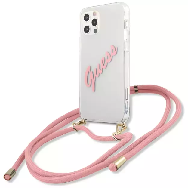 Guess Script Vintage iPhone 12 Pro Max 6.7&quot  Case - Pink 7