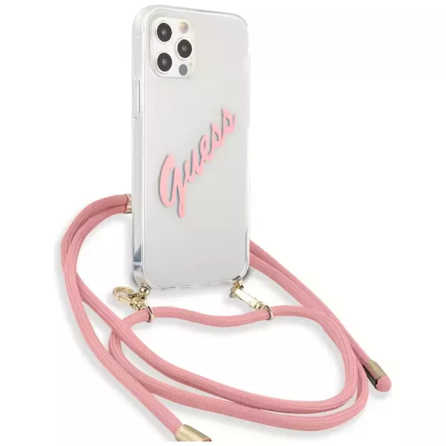 Guess Script Vintage iPhone 12 Pro Max 6.7&quot  Case - Pink 9