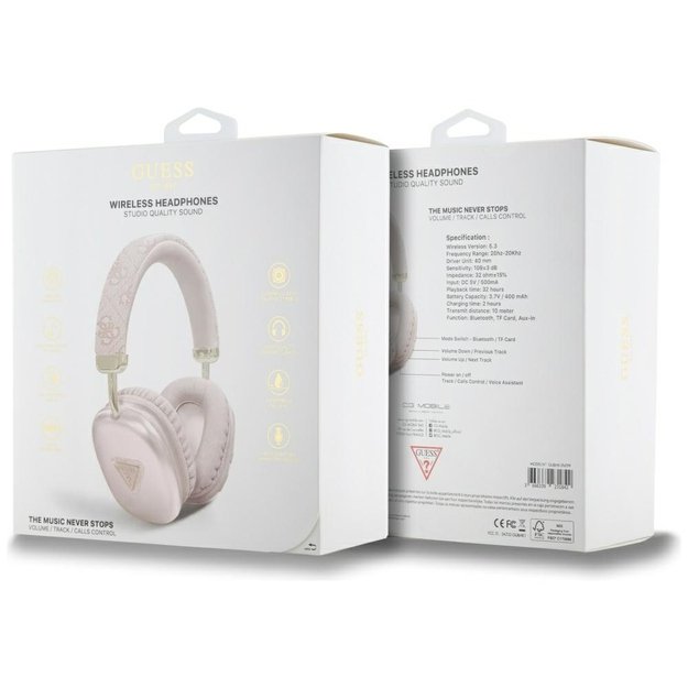 Guess Triangle Logo Over-Ear Headphones - Pink 3