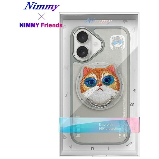 Nimmy Glasses Cool Cat MagSafe Case for iPhone 16 - Gray 16
