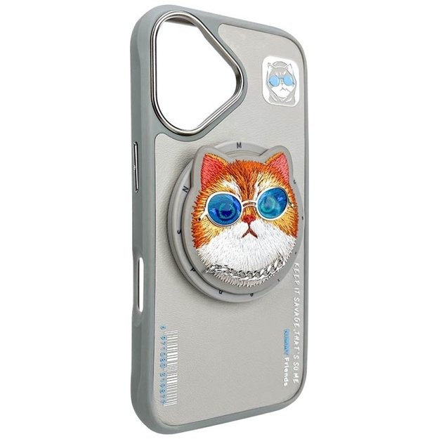 Nimmy Glasses Cool Cat MagSafe Case for iPhone 16 - Gray 4